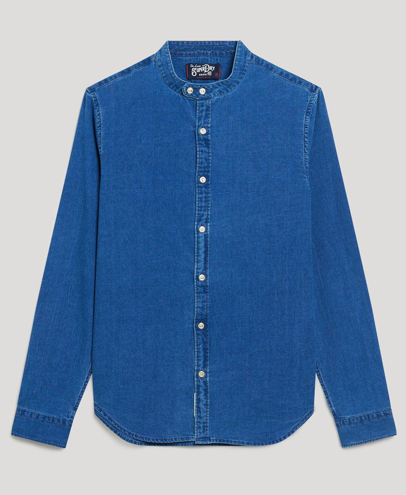 SUPERDRY Merchant Grandad Indigo Shirt-Heavy Rinse Heavy Rinse back view