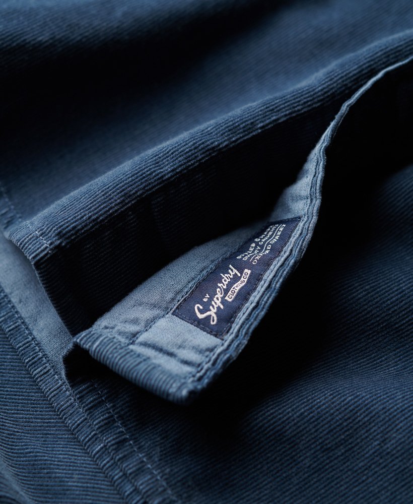Men's Micro Cord Long Sleeve Shirt-Blue Bottle-Tab Logo View