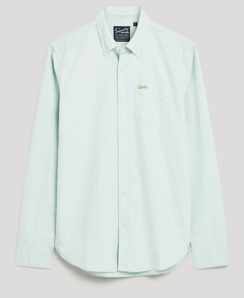 Men's Cotton Long Sleeve Oxford Shirt-Light Green-Front View