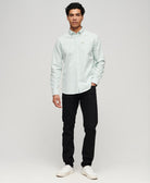 SUPERDRY Cotton Long Sleeve Oxford Shirt-Light Green Light Green model front view