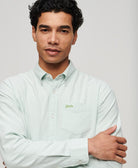 SUPERDRY Cotton Long Sleeve Oxford Shirt-Light Green Light Green detail view