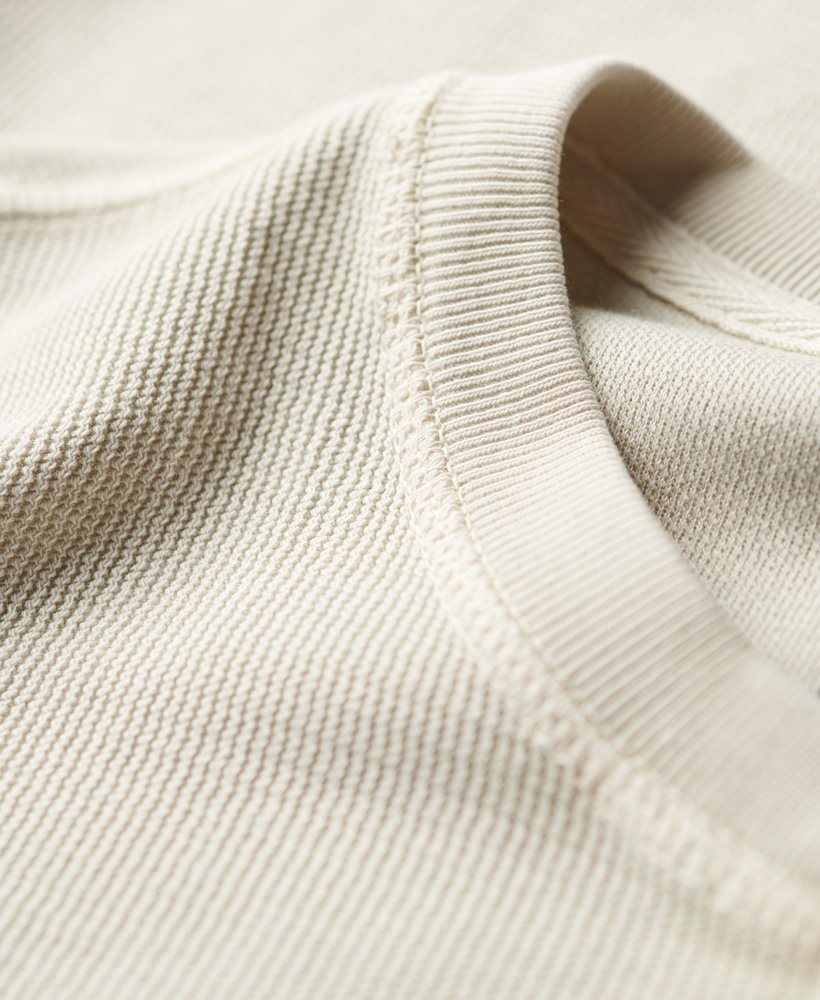 SUPERDRY Waffle Long Sleeve Henley Top-Light Stone Beige Light Stone Beige back view