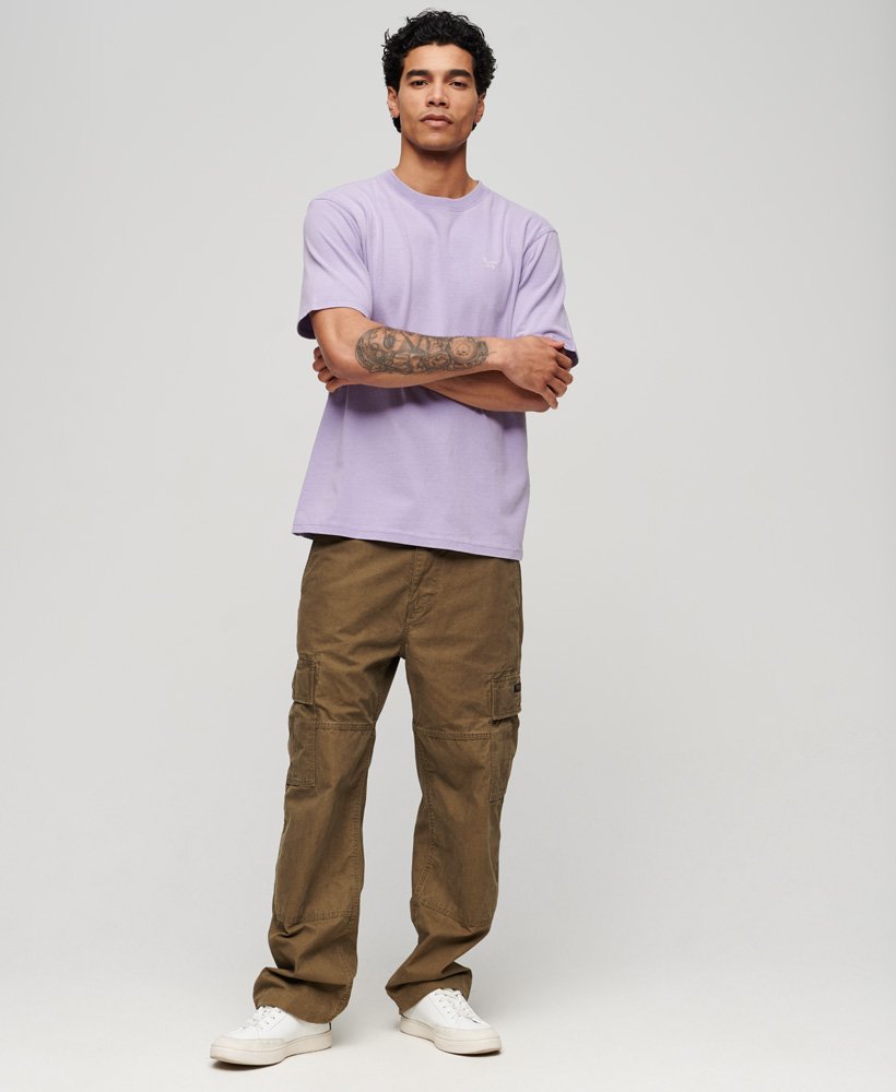 Men's Vintage Washed T-Shirt-Lavender Purple-Model Full Front View