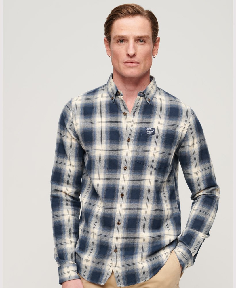 Long Sleeve Cotton Lumberjack Shirt-Cedar Check Navy
