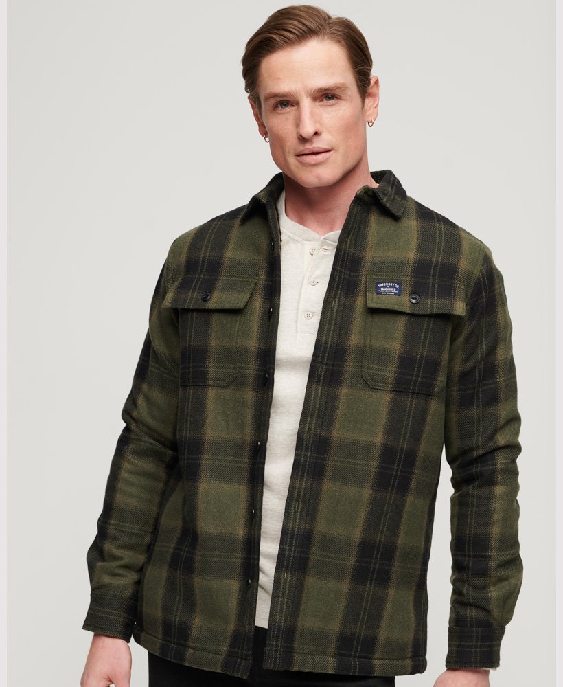 Men's Wool Miller Overshirt-Roderick Check Olive-Front View