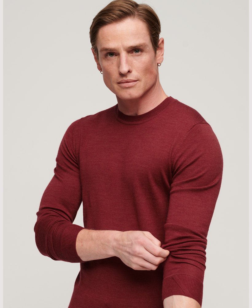Studios Merino Crew-Furnace Red Marl-Close up