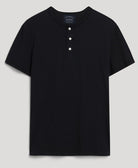 SUPERDRY Short Sleeve Jersey Grandad Top-Black Black front view