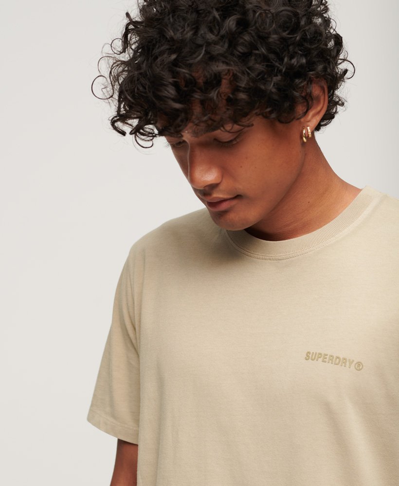 Overdyed Logo Loose Tee-Winter Twig Beige-Neck detail view