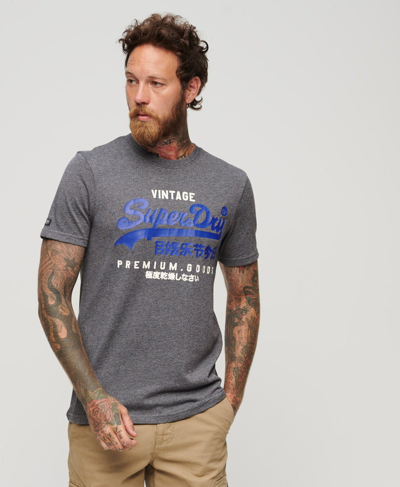 Men's Classic Vl Heritage T Shirt-Midnight Blue Grit-Front View