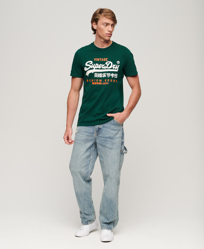 Men'sClassic Vl Heritage T Shirt-Pine Green-Model Full Front View