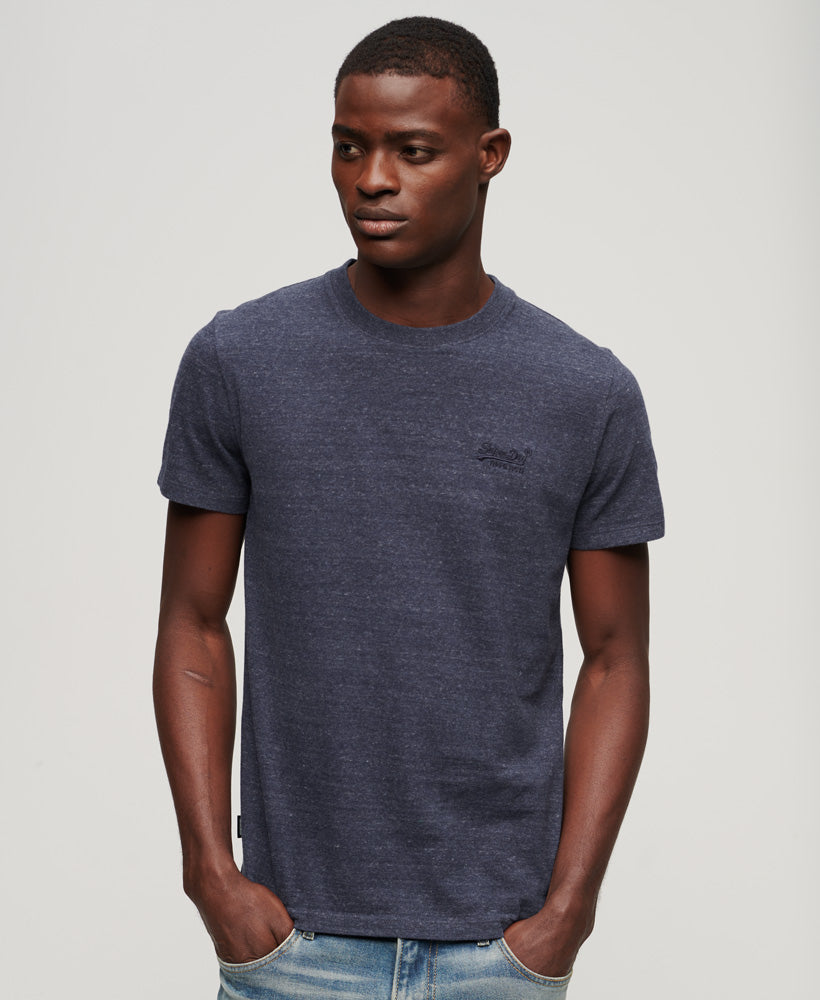 Men's Vintage Logo Emb Tee-Dark Indigo Blue Marl-Front View