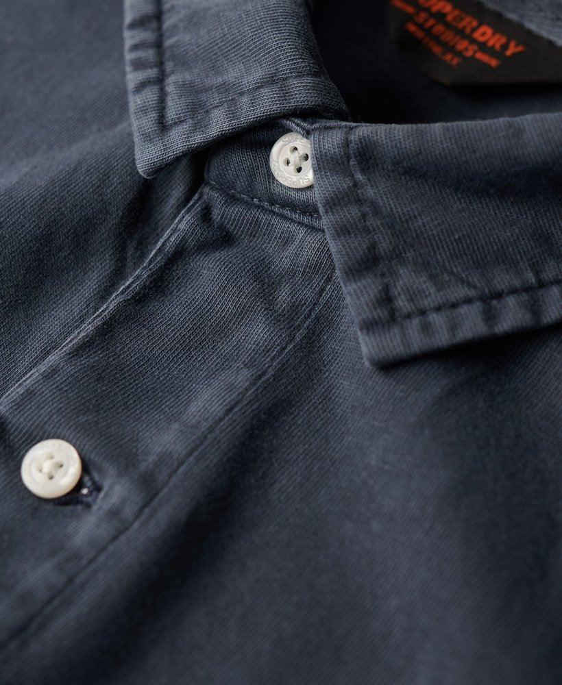 Studios Long Sleeve Jersey Polo-Eclipse Navy-Collar button view