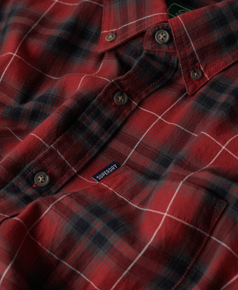 Men's Vintage Check Shirt-Hoxton Check Red-Closer View of Front