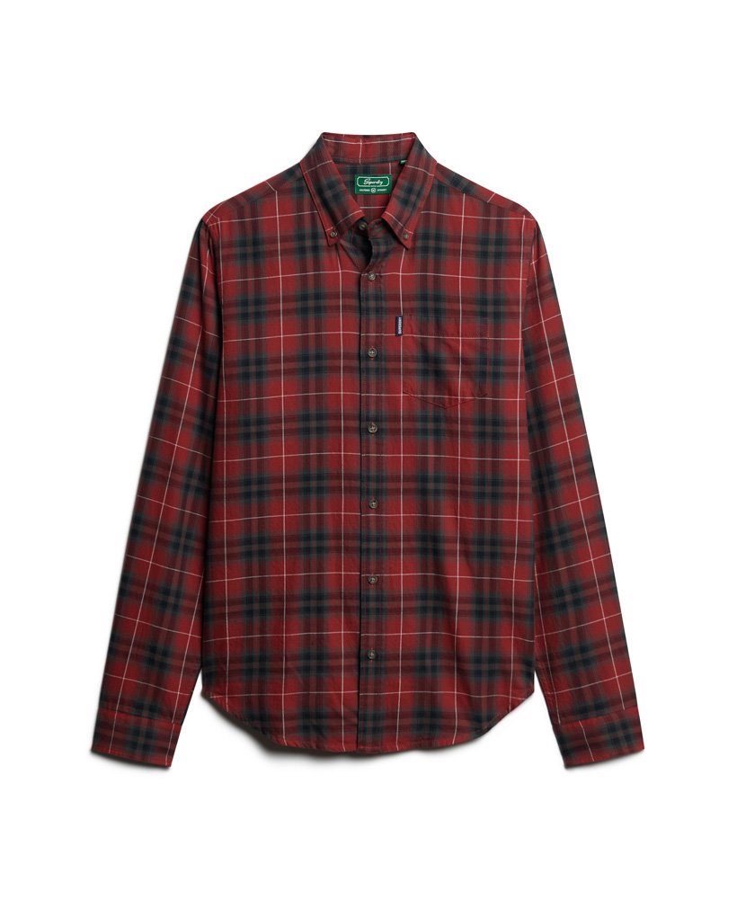 Men's Vintage Check Shirt-Hoxton Check Red-Ghost Front View