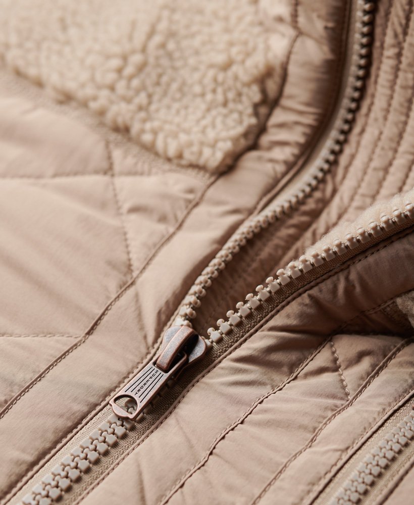 Men's Sherpa Workwear Hybrid Jacket-Mushroom-Zip Fastening View