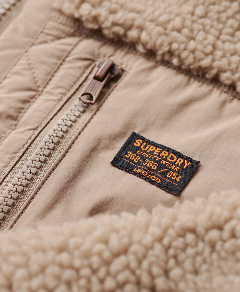 Men's Sherpa Workwear Hybrid Jacket-Mushroom-Tab Logo View