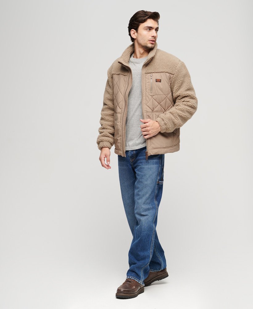 Men's Sherpa Workwear Hybrid Jacket-Mushroom-Model Full Front View