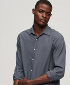 SUPERDRY Long Sleeve Cotton Smart Shirt-Navy Blue Mix Navy Blue Mix detail view