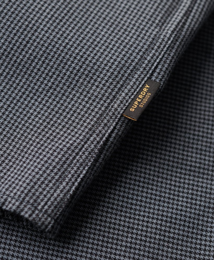 Men's Long Sleeve Cotton Smart Shirt-Navy Blue Mix-Tab Logo View