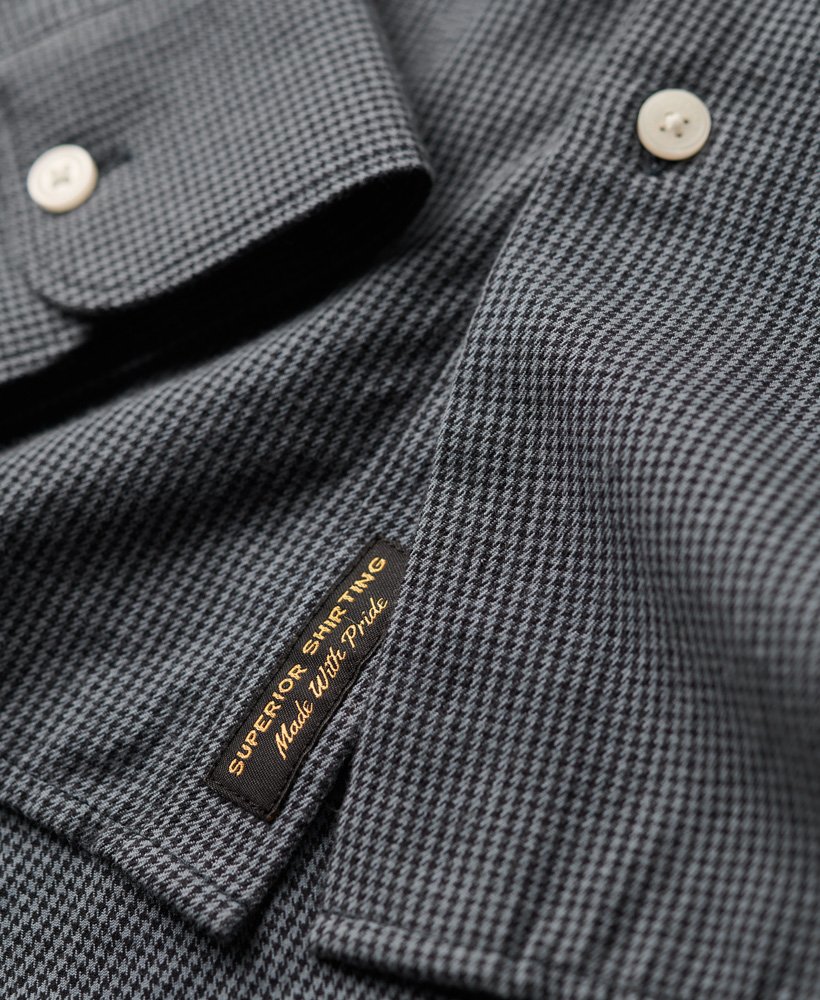 Men's Long Sleeve Cotton Smart Shirt-Navy Blue Mix-Button View