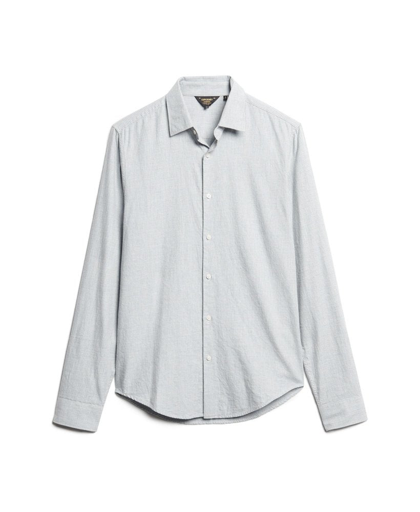 SUPERDRY Long Sleeve Cotton Smart Shirt-Charcoal Grey Mix Charcoal Grey Mix flat front view