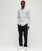SUPERDRY Long Sleeve Cotton Smart Shirt-Charcoal Grey Mix Charcoal Grey Mix model front view