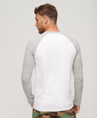 SUPERDRY Essential Baseball Long Sleeve Top-Optic/ Grey Optic/Athletic Grey Marl detail view