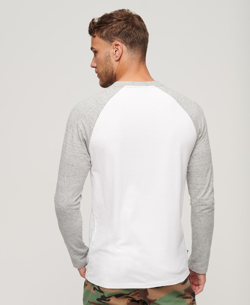 SUPERDRY Essential Baseball Long Sleeve Top-Optic/ Grey Optic/Athletic Grey Marl detail view