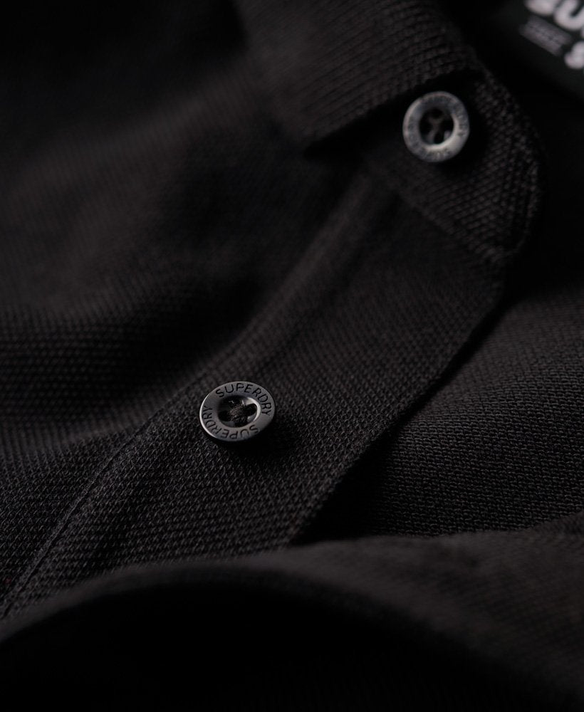 Men's Long Sleeve Cotton Pique Polo-Black-Button View