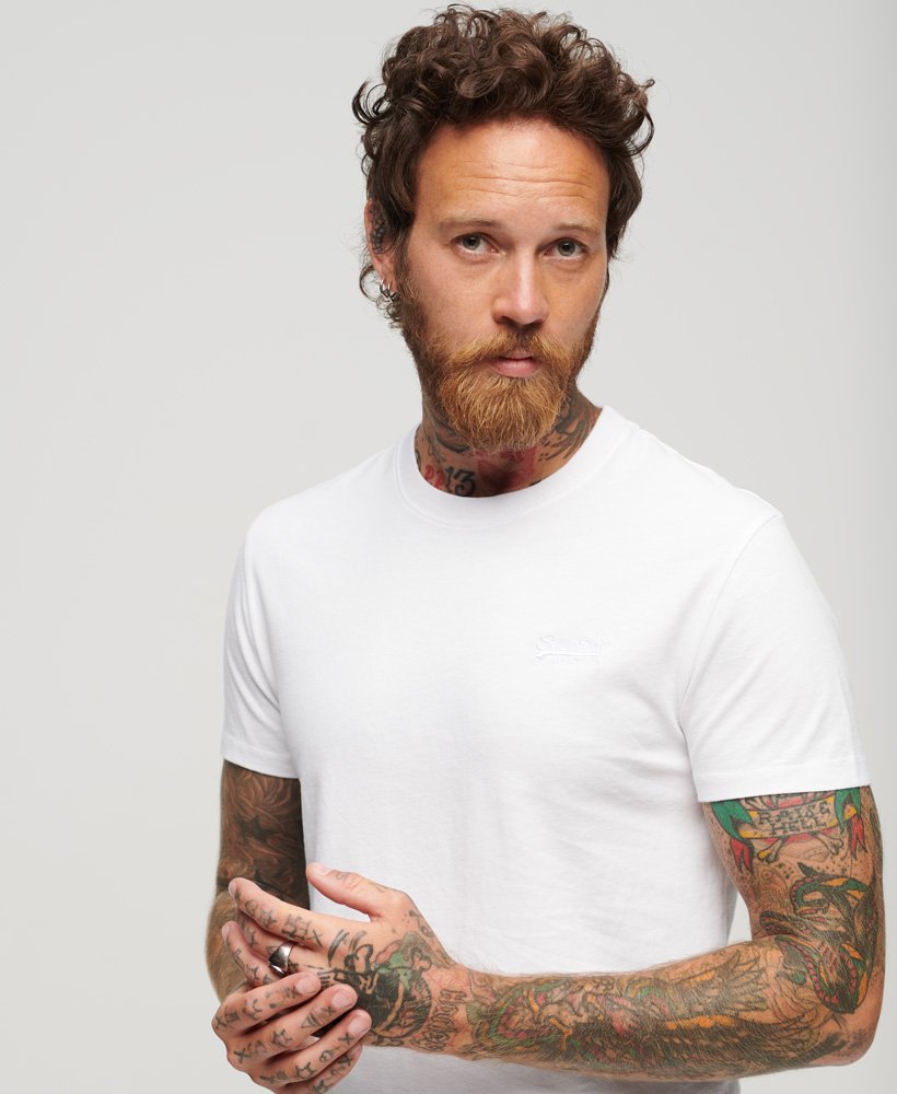 Men's Vintage Logo Emb Tee-Optic-Closer View of Front