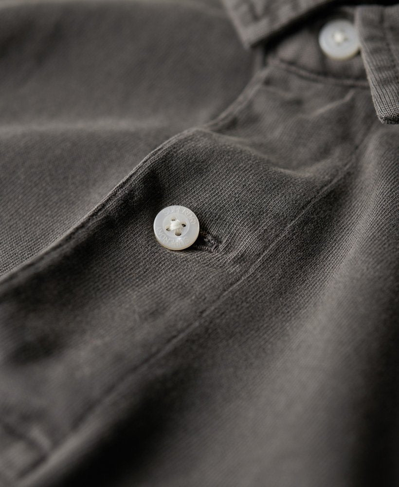 Studios Long Sleeve Jersey Polo-Washed Black-Collar button view