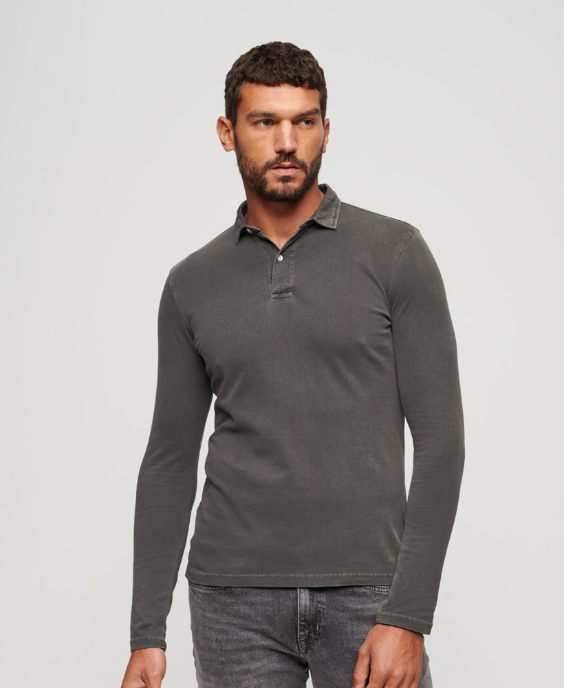 Studios Long Sleeve Jersey Polo-Washed Black