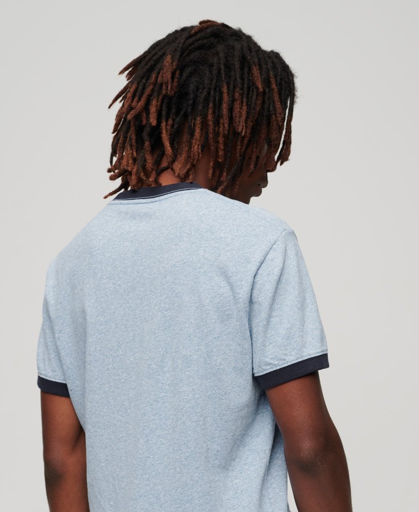 Essential Logo Ringer Blue/Navy T-shirt-Back view