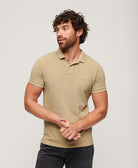 SUPERDRY Vintage Destroy Canyon Sand Brown Polo Canyon Sand Brown model front view