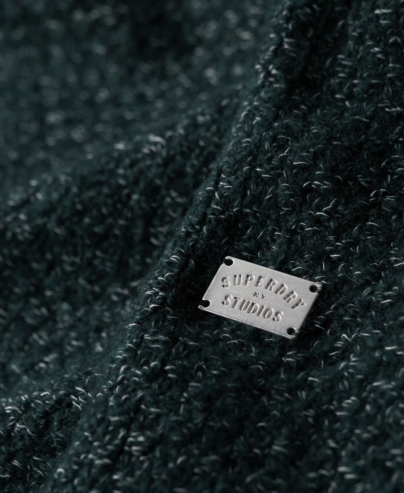Chunky Button High Neck Jumper-Eclipse Navy-Logo view