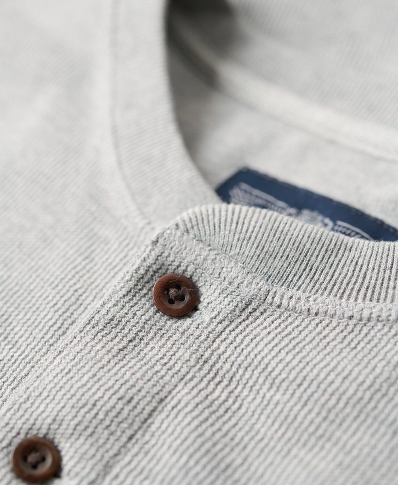 Waffle Long Sleeve Henley Top-Grey Marl-Button view