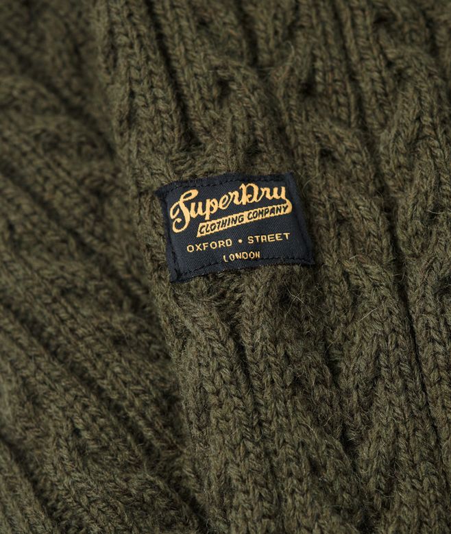 Jacob Cable Jumper-Moss Green-Detail view