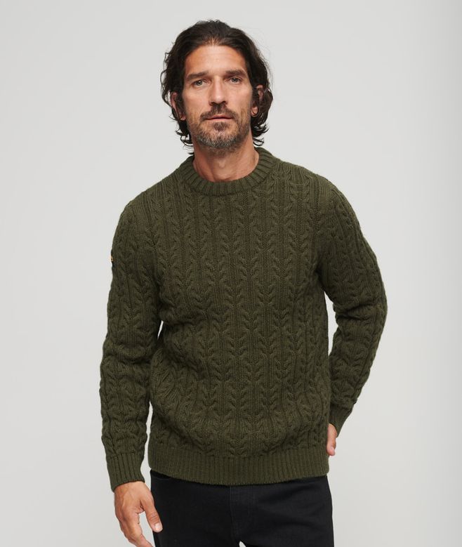 Jacob Cable Jumper-Moss Green