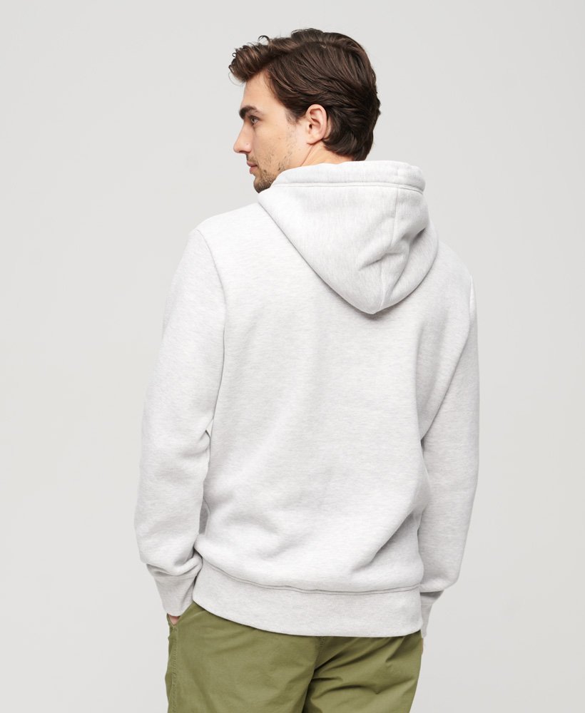 Men's Essential Logo Hoodie-Glacier Grey Marl-Model Back View