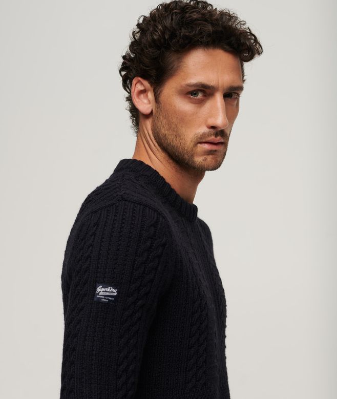 Jacob Cable Jumper-Eclipse Navy-Side view