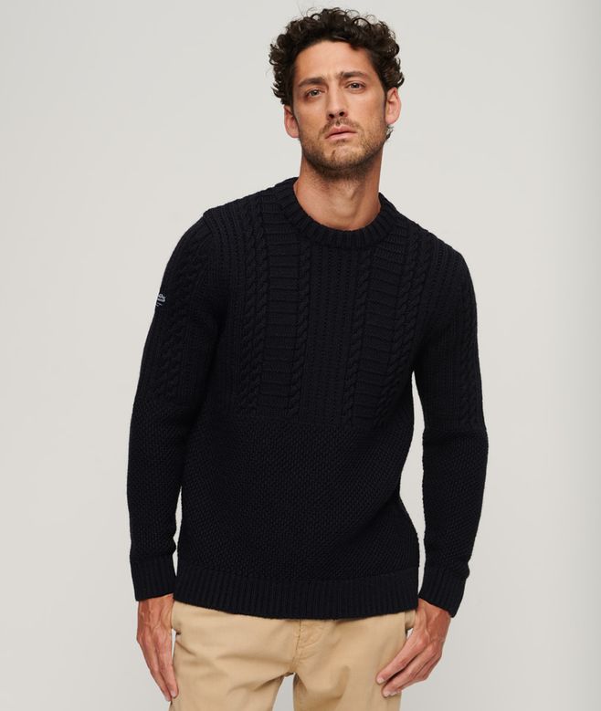 SUPERDRY Jacob Cable Jumper-Eclipse Navy Eclipse Navy front view