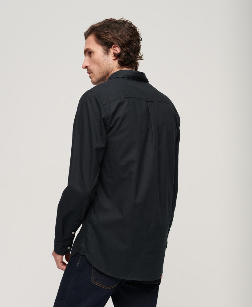 Men's Cotton Long Sleeve Oxford Shirt-Eclipse Navy-Back View