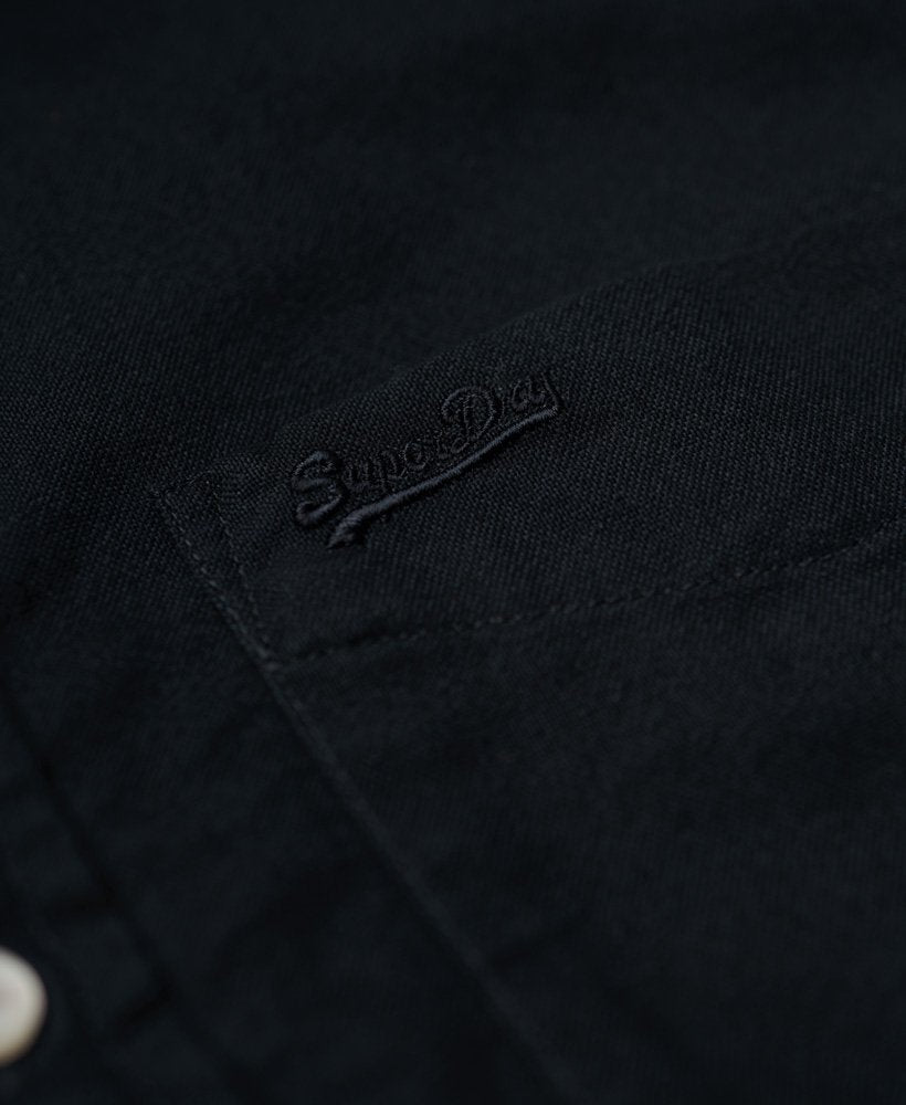 Men's Cotton Long Sleeve Oxford Shirt-Eclipse Navy-Chest Logo View