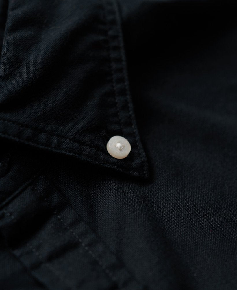 Men's Cotton Long Sleeve Oxford Shirt-Eclipse Navy-Collar View