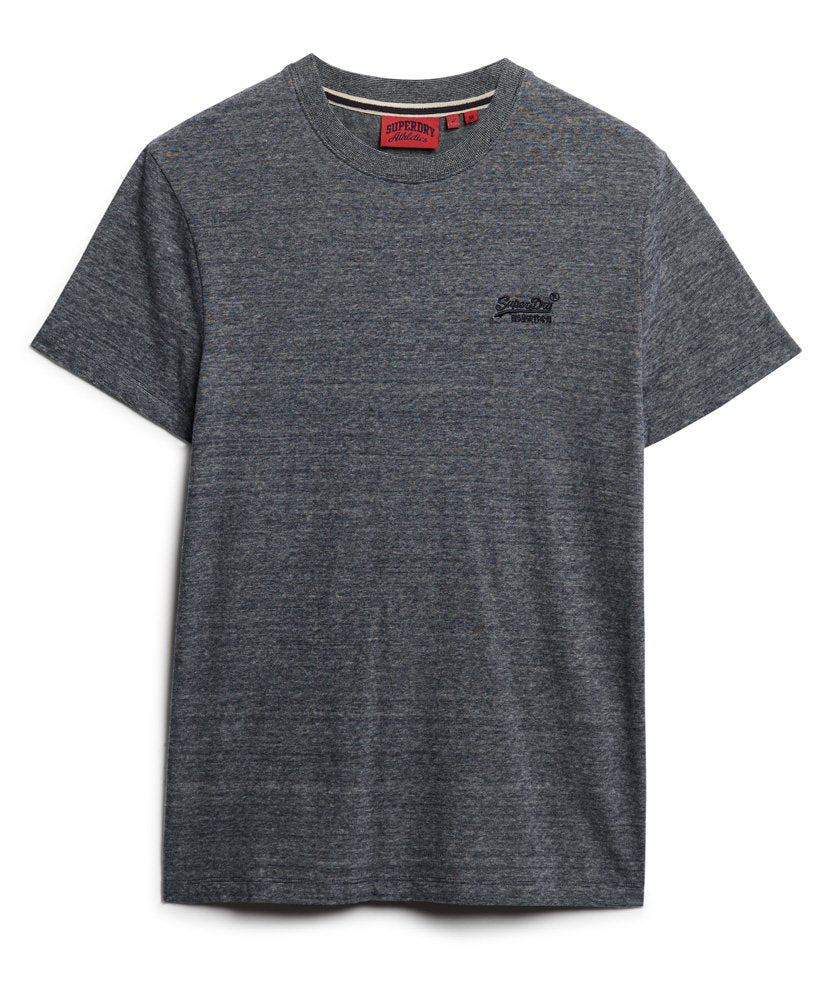 SUPERDRY Essential Logo Embroidered Tee- Navy/Grey Eclipse Navy/Grey Marl Feeder front view