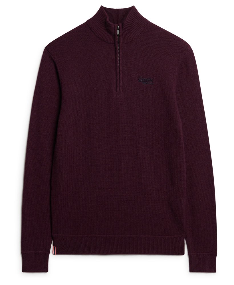 Embroidered Knitted Dark Berry Half Zip Jumper