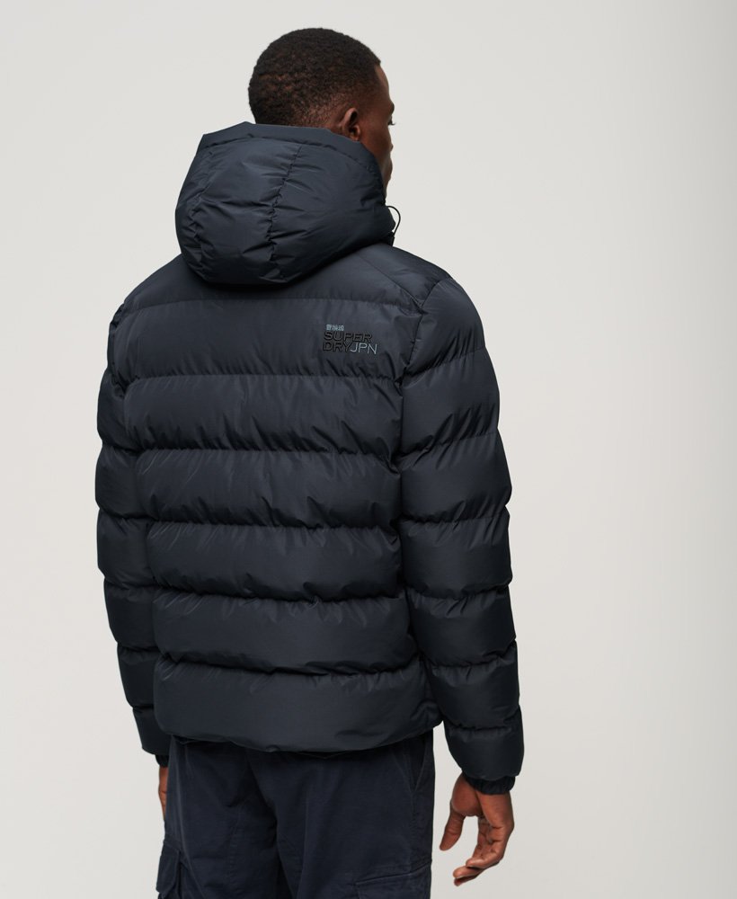 Hooded Sports Puffer Jacket-Eclipse Navy-Back view