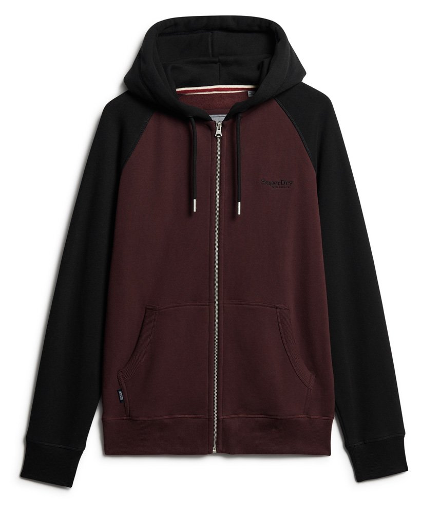 Essential Baseball Ziphood- Burgundy/Black-Front view