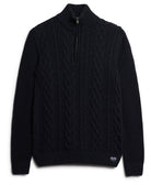 SUPERDRY Jacob Cable Knit Half Zip-Eclipse Navy Eclipse Navy side view