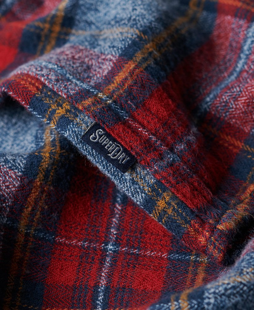 Merchant Check Shirt-Red Grindle Check-Close up fabric view